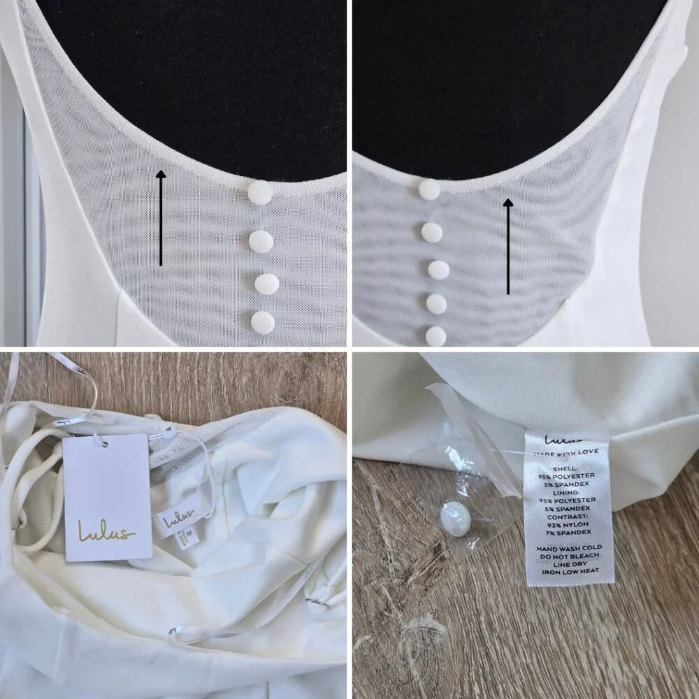 Lulus  White Sleeveless Button Back Mermaid Maxi Dress New With Tags $158 Flaw - Picture 5 of 17